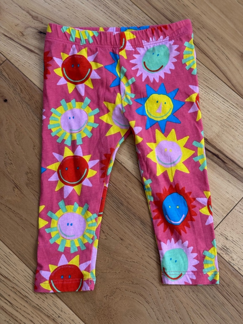 Toddler Girls' Pink Flower Smiley Print Leggings